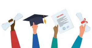 hands holding a graduation cap and diploma